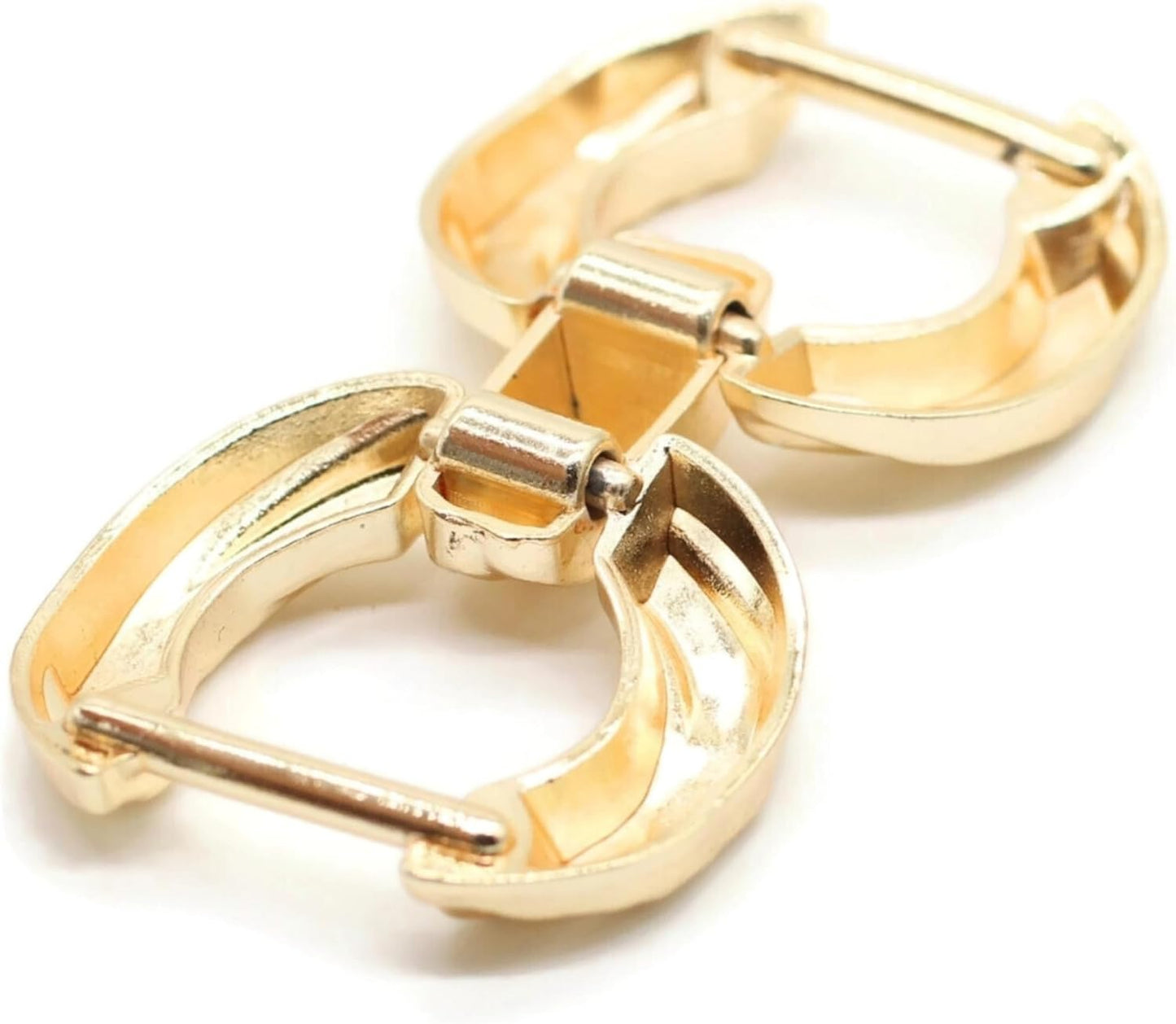 Metal Shoe Buckle - 2.6 Inch (66mm) - 2 Pcs - Gold Metal Shoe Buckle Shoelace Clips Metal Hinged Equestrian Buckles For Craft & Sewing Project BG0802