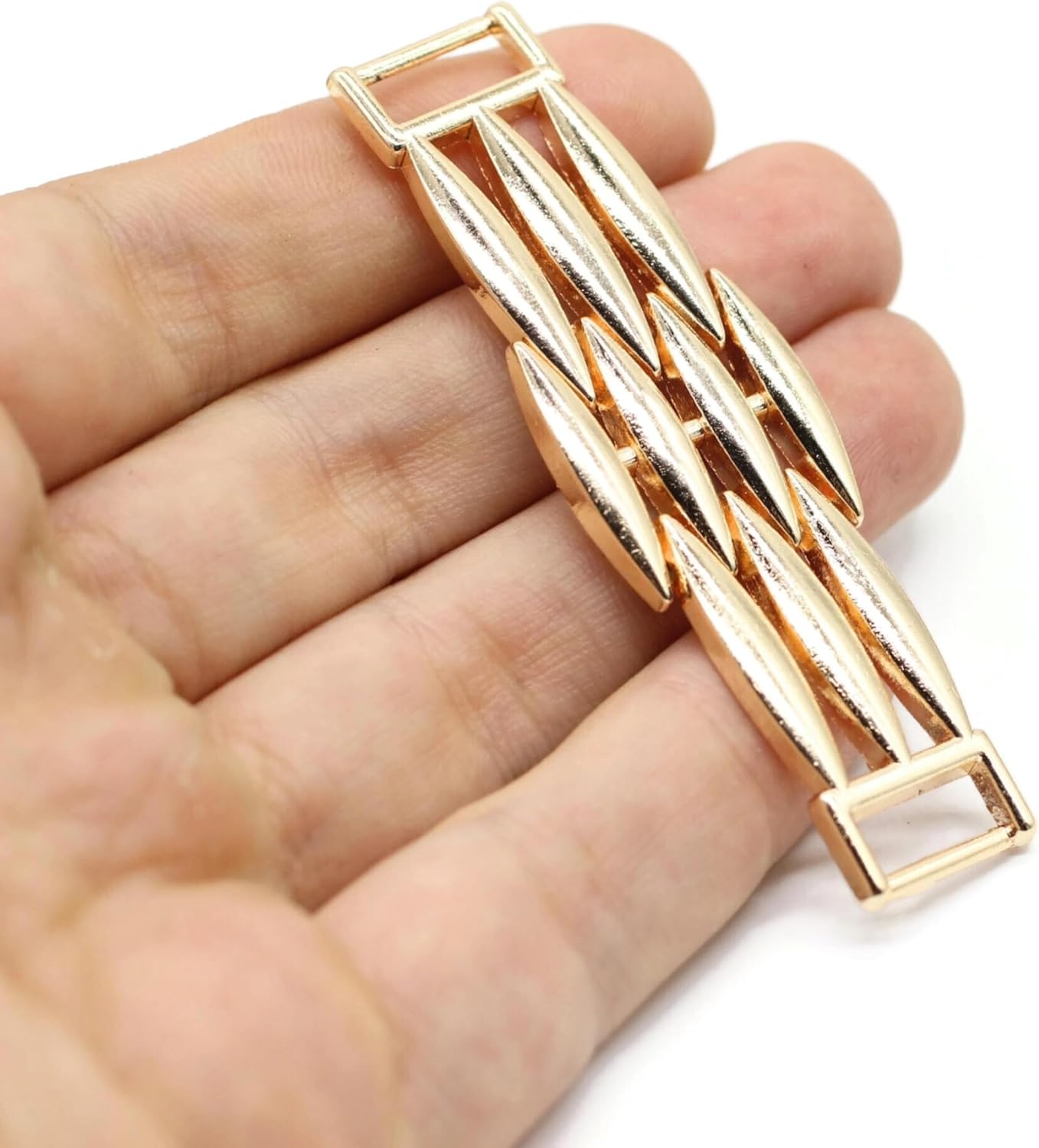 Metal Shoe Buckle - 2.8 Inch (72mm) - 2 Pcs - Gold Metal Shoe Buckle Shoelace Clips Metal Hinged Equestrian Buckles For Craft & Sewing Project BG0702