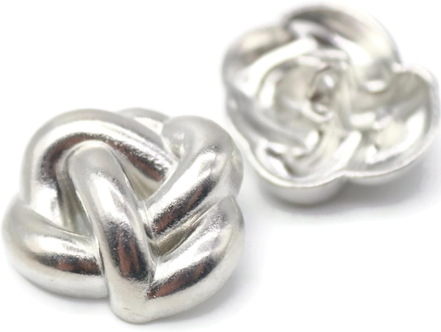 Knot Silver Metal Shank Buttons - 12 Pcs - 4 Size Options - Knot Irregular Metal Shank Buttons for Men Women Blazer Coat Uniform Shirt Suit and Jacket Sewing Craft DIY EM0501