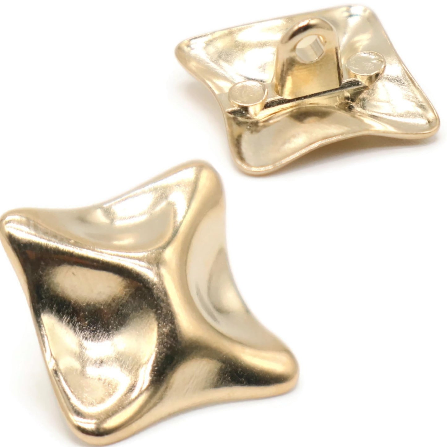 Gold Metal Shank Buttons - 12 Pcs - Square Irregular Metal Shank Buttons for Men Women Blazer Coat Uniform Shirt Suit and Jacket Sewing Craft DIY E0703S