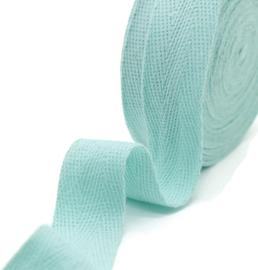 1" & 1.18" & 1.5' & 2" Cotton Herringbone Bias Binding Tape - 10 Yards - Maldives Green - 100% Natural Cotton - Craft & Sewing