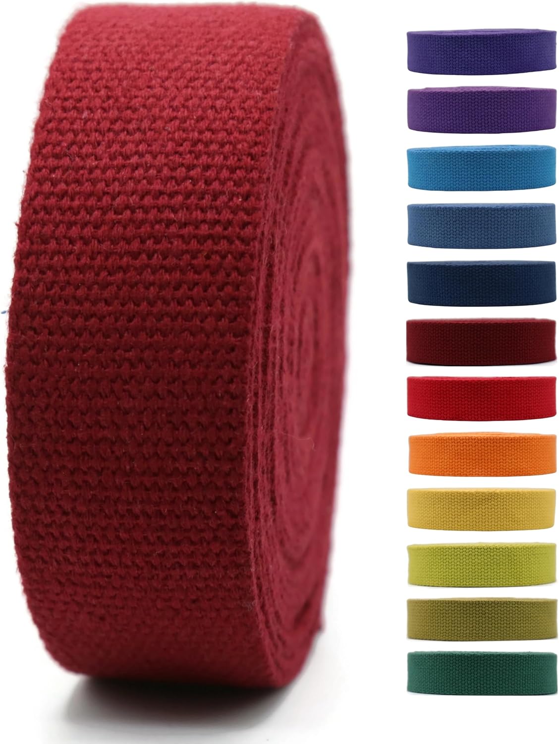 2" & 1.5'' & 1" Cotton Webbing - 5 Yards - 50+ Colors -100% Natural Cotton - Turkish Weave - Heavy Duty 1 Inch 1.5 Inch 2 Inch Webbing for Sewing Straps Wrapping Climbing Indoors Craft DIY 11185…