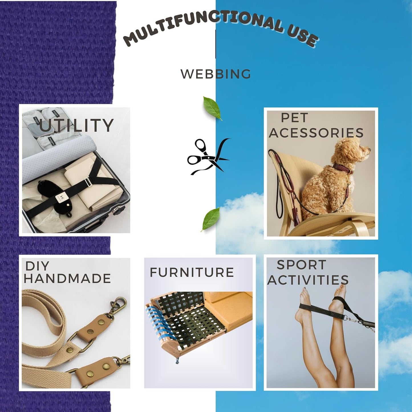 Cotton Webbing 2" & 1.5'' & 1" - 5 Yards - 50+ Colors -%100 Natural Cotton - Turkish Woven - Heavy 1 Inch 1.5 Inch 2 Inch Canvas Webbing for Sewing Straps Bags Climbing Indoors Craft DIY 11255…