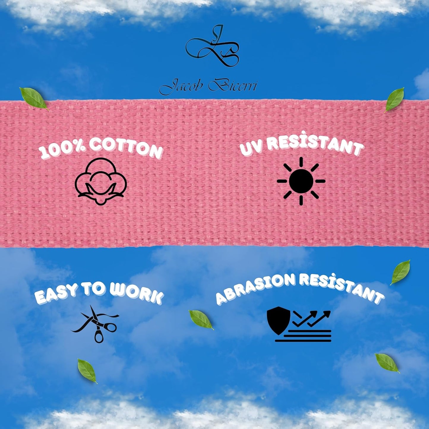 2" & 1.5'' & 1" Cotton Webbing - 5 Yards - 50+ Colors -%100 Natural Cotton - Turkish Woven - Heavy 1 Inch 1.5 Inch 2 Inch Rose Canvas Webbing for Sewing Straps Bag Climbing Indoors Craft DIY 11215…