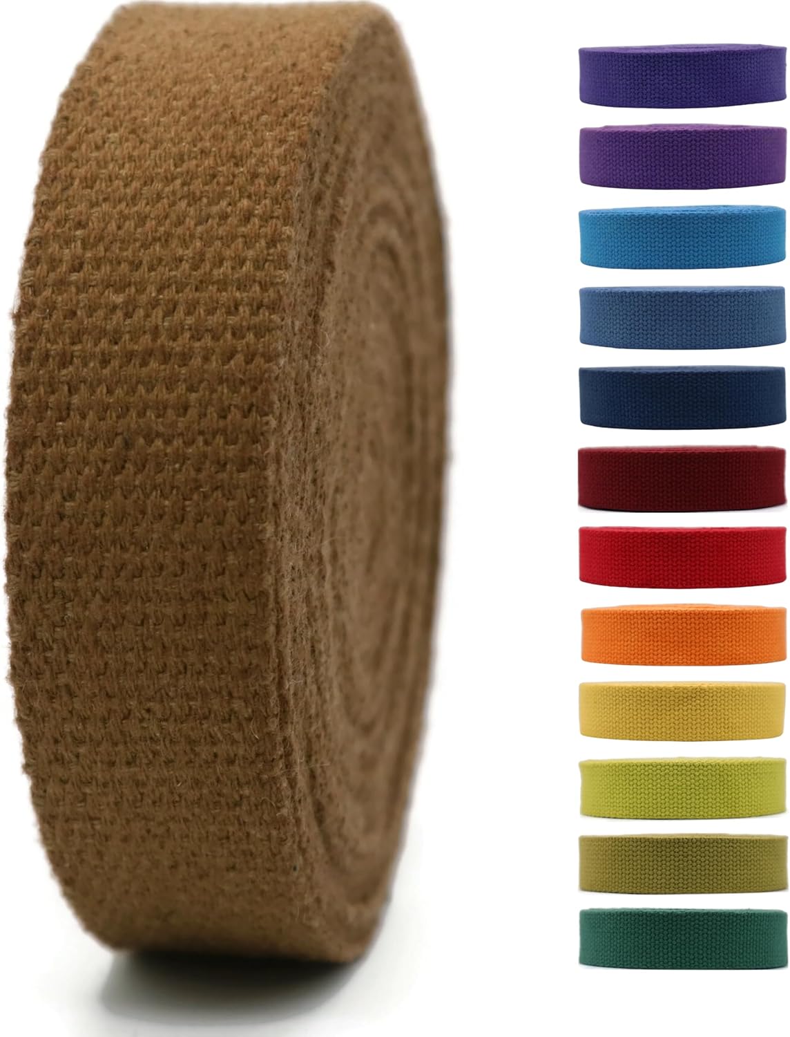 Cotton Webbing 2" & 1.5'' & 1" - 5 Yards - 50+ Colors -%100 Natural Cotton - Turkish Woven - Heavy Duty1 Inch 1.5 Inch 2 Inch Canvas Webbing for Sewing Straps Bags Climbing Indoors Craft DIY 11485…