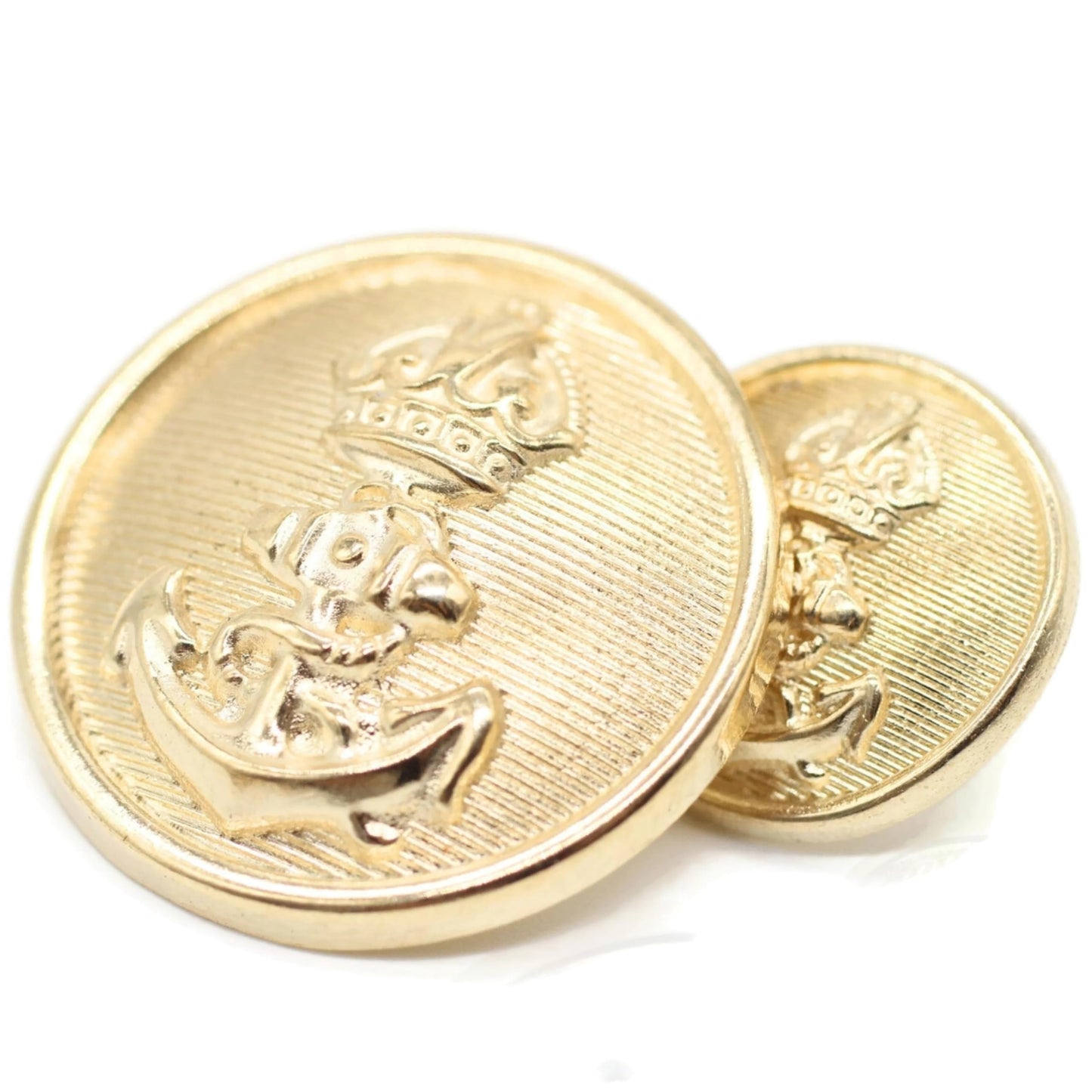 Gold Metal Shank Buttons - 12 Pcs - 2 Size Options - Luxury Anchor Round Metal Shank Buttons for Men Women Blazer Coat Uniform Shirt Suit and Jacket Sewing Craft DIY N1102