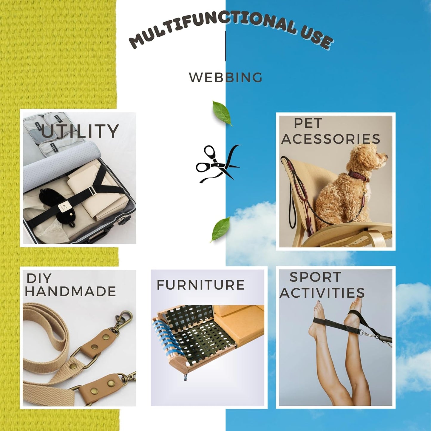 2" & 1.5'' & 1" Cotton Webbing - 5 Yards - 50+ Colors -%100 Natural Cotton - Turkish Woven - Heavy Duty 1 Inch 1.5 Inch 2 Inch Canvas Webbing for Sewing Straps Bags Climbing Indoors Craft DIY 11296…