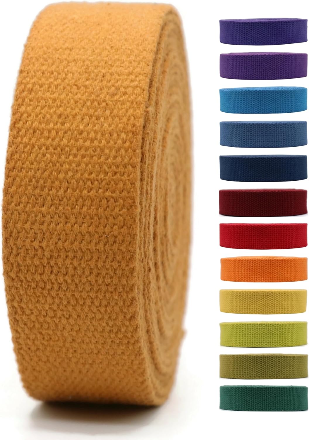 2" & 1.5'' & 1" Cotton Webbing - 5 Yards - 50+ Colors -100% Natural Cotton - Turkish Weave - Heavy Duty 1 Inch 1.5 Inch 2 Inch Webbing for Sewing Straps Wrapping Climbing Indoors Craft DIY 111455…