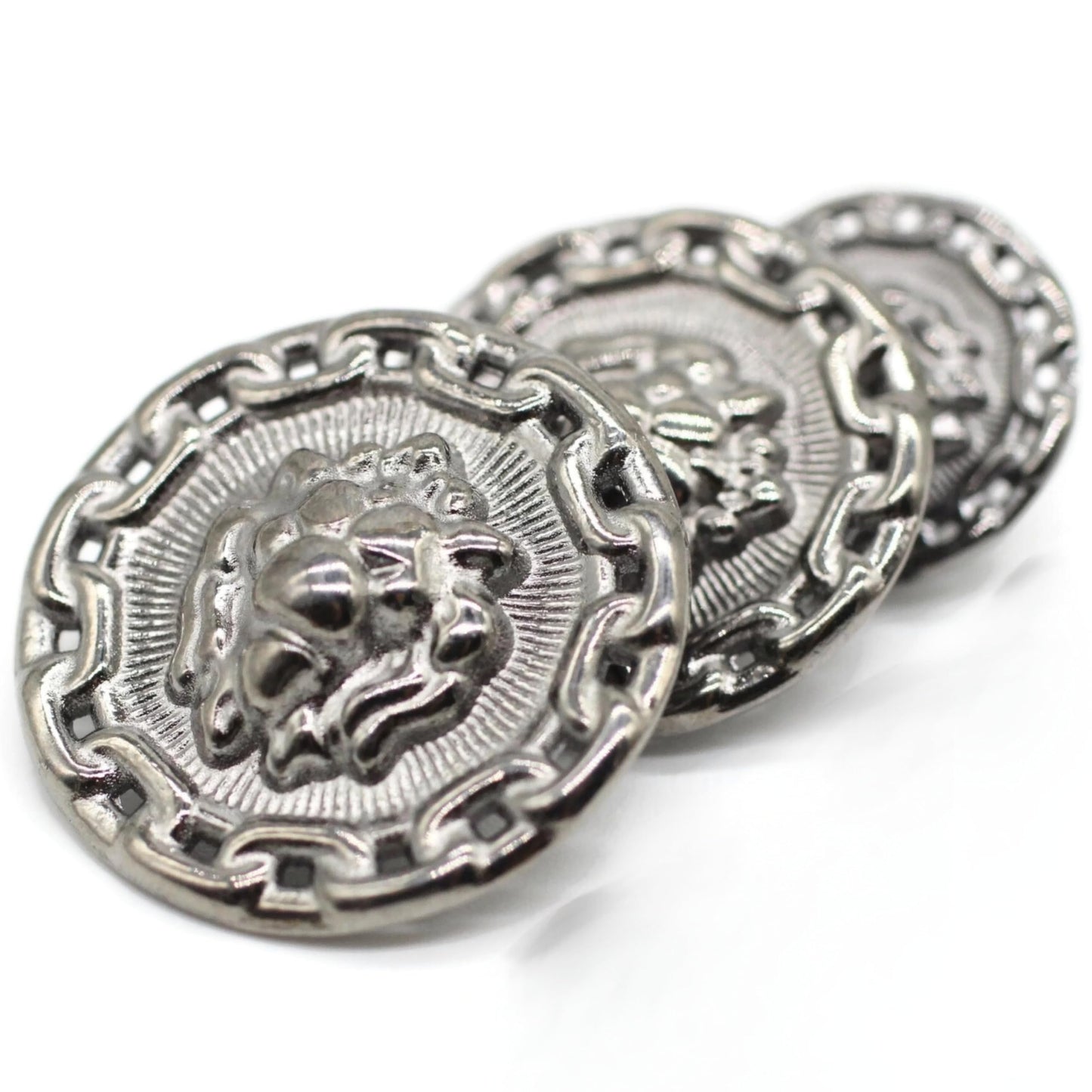 Black Metal Shank Buttons - 12 Pcs - 3 Size Options - Lion Round Metal Shank Buttons for Men Women Blazer Coat Uniform Shirt Suit and Jacket Sewing Craft DIY N2103