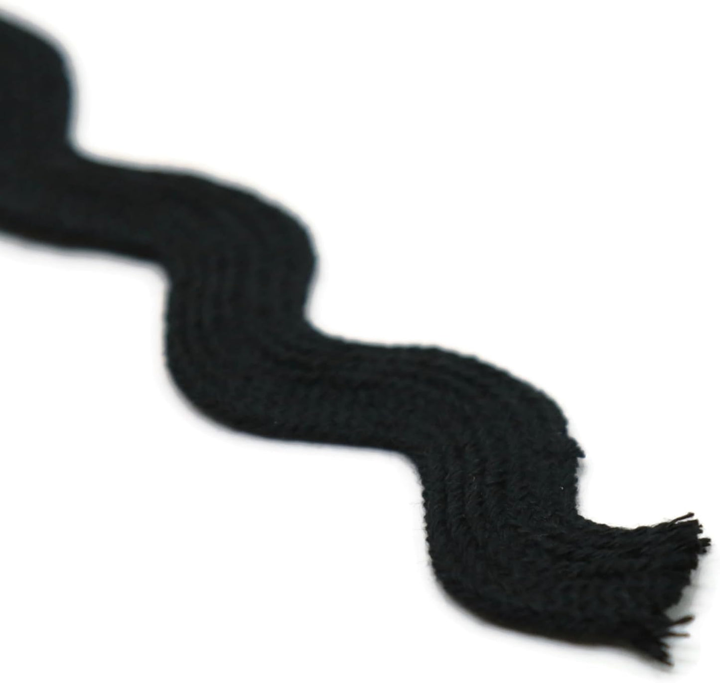 Cotton RIC Rac Trim - 3/4 Inch - 27 Yards - Wave Bending Fringe Trim Cotton Lace Ribbon RIC Rac Trim for Sewing Clothes Gift Wrapping Home Party Decoration CTR0210, Black