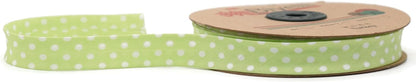 Cotton Fold Bias Binding Tape - 3/4 Inches (20mm) Wide - 27 Yards - Polka Dots Single Fold Cotton Fold Bias Binding Tape for Sewing Clothing DIY Green A15