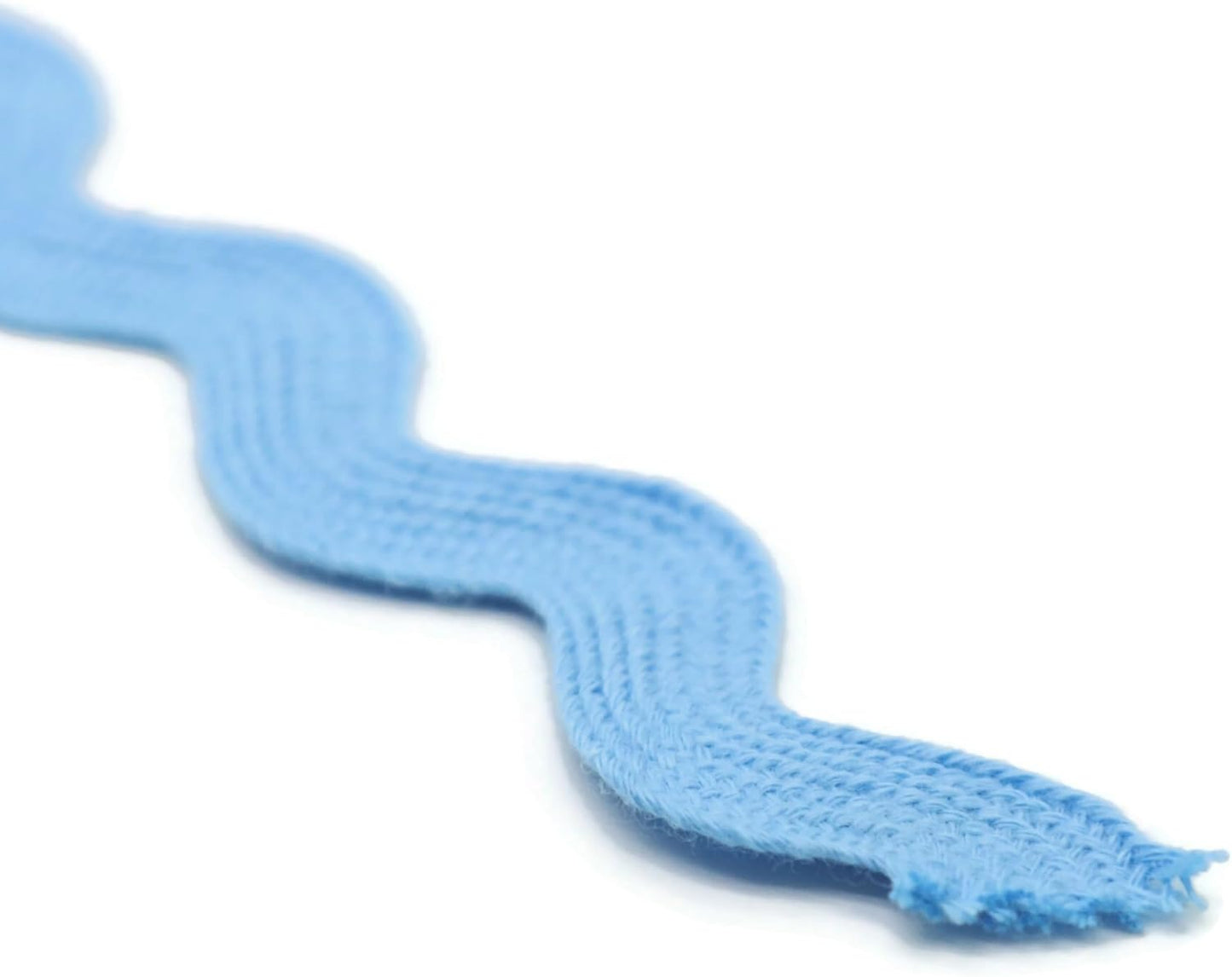 Cotton RIC Rac Trim - 3/4 Inch - 5 Yards - Blue Wave Bending Fringe Lace Ribbon for Sewing Clothes, Gift Wrapping, Home Party Decoration CTR02025