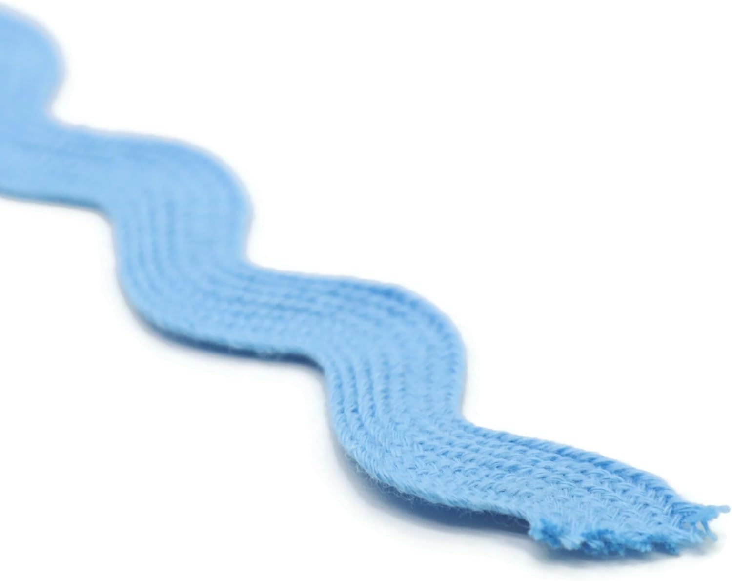 Cotton RIC Rac Trim - 3/4 Inch - 5 Yards - Blue Wave Bending Fringe Lace Ribbon for Sewing Clothes, Gift Wrapping, Home Party Decoration CTR02025