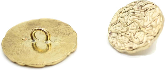 Gold Metal Shank Buttons - 12 Pcs - 2 Size Options - Wrinkle Vintage Round Metal Shank Buttons for Men Women Blazer Coat Uniform Shirt Suit and Jacket Sewing Craft DIY N1701