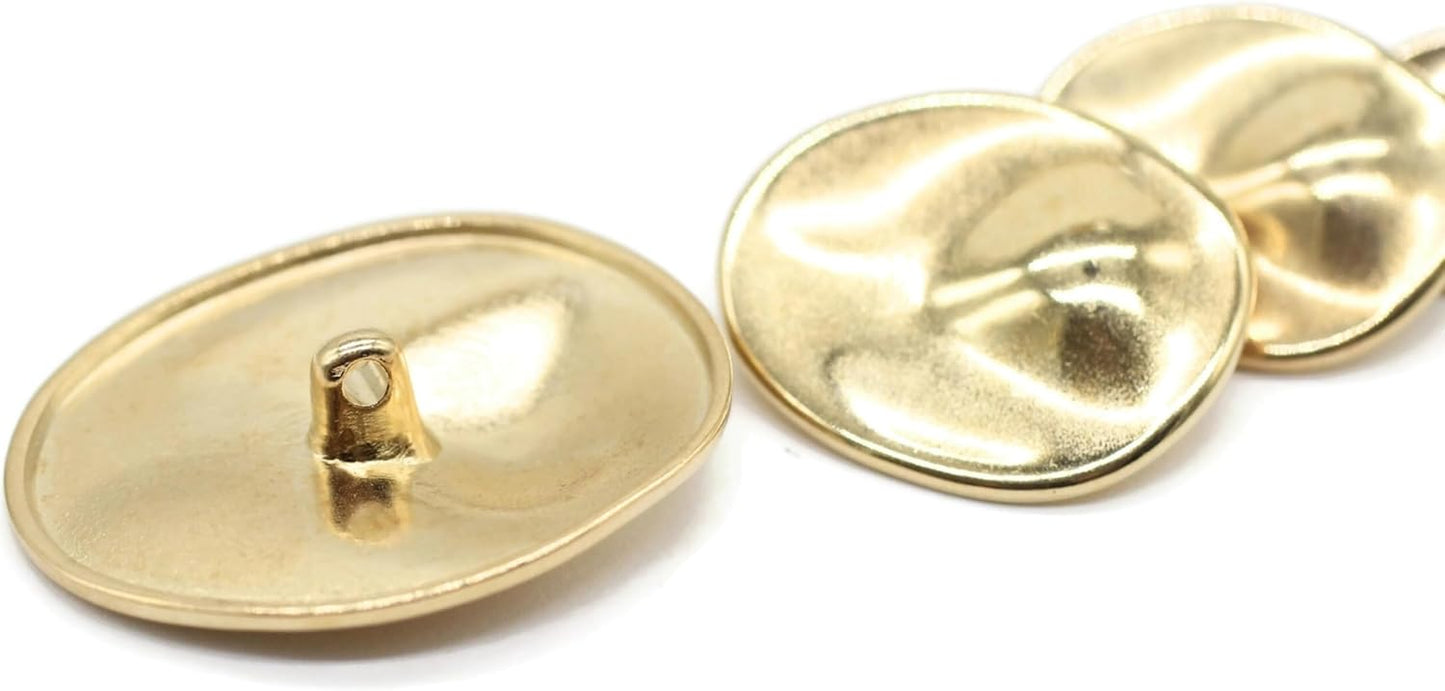Gold Metal Shank Buttons - 12 Pcs - 4 Size Options - Luxury Wrinkle Irreguler Wave Metal Shank Buttons for Men Women Blazer Coat Uniform Shirt Suit and Jacket Sewing Craft DIY G2232