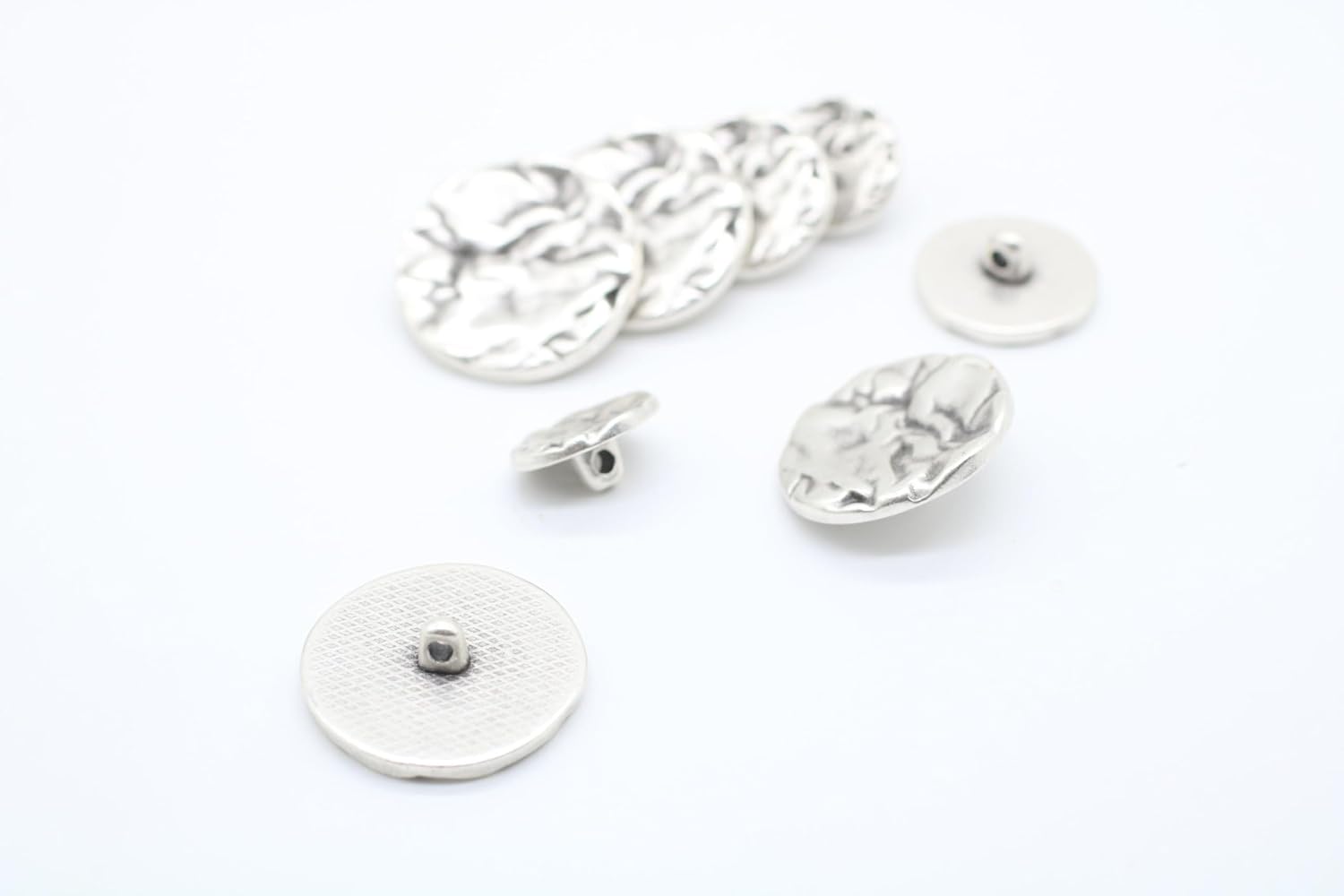 Wrinkle Antique Silver Metal Shank Buttons - 12 Pcs - 4 Size Options - Luxury Wrinkle Round Wave Metal Shank Buttons for Men Women Blazer Coat Uniform Shirt Suit and Jacket Sewing Craft DIY G4263…
