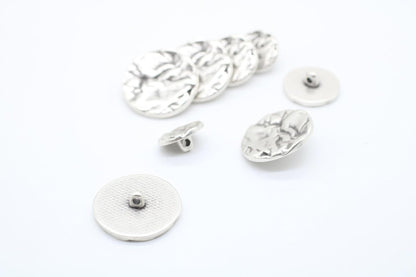 Wrinkle Antique Silver Metal Shank Buttons - 12 Pcs - 4 Size Options - Luxury Wrinkle Round Wave Metal Shank Buttons for Men Women Blazer Coat Uniform Shirt Suit and Jacket Sewing Craft DIY G4263…