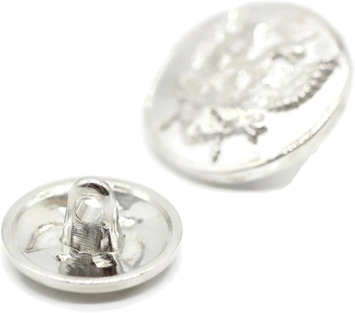 Flat Silver Metal Shank Buttons - 12 Pcs - 3 Size Options - Luxury Eagle Round Wave Metal Shank Buttons for Men Women Blazer Coat Uniform Shirt Suit and Jacket Sewing Craft DIY N9503