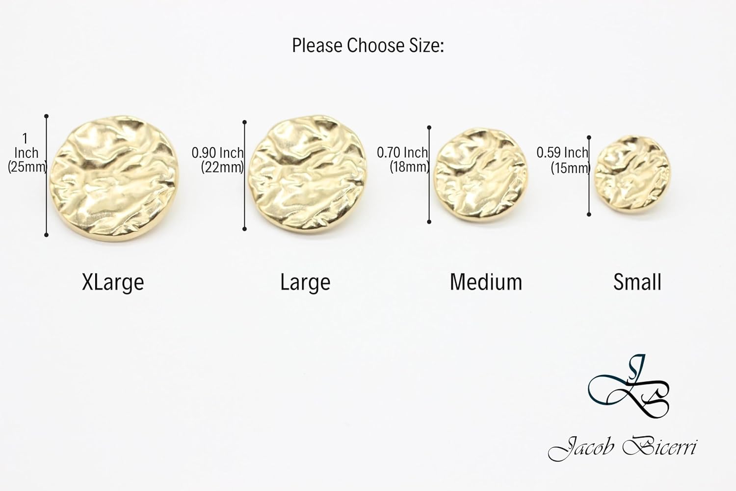 Wrinkle Gold Metal Shank Buttons - 12 Pcs - 4 Size Options - Luxury Wrinkle Round Wave Metal Shank Buttons for Men Women Blazer Coat Uniform Shirt Suit and Jacket Sewing Craft DIY G4232…