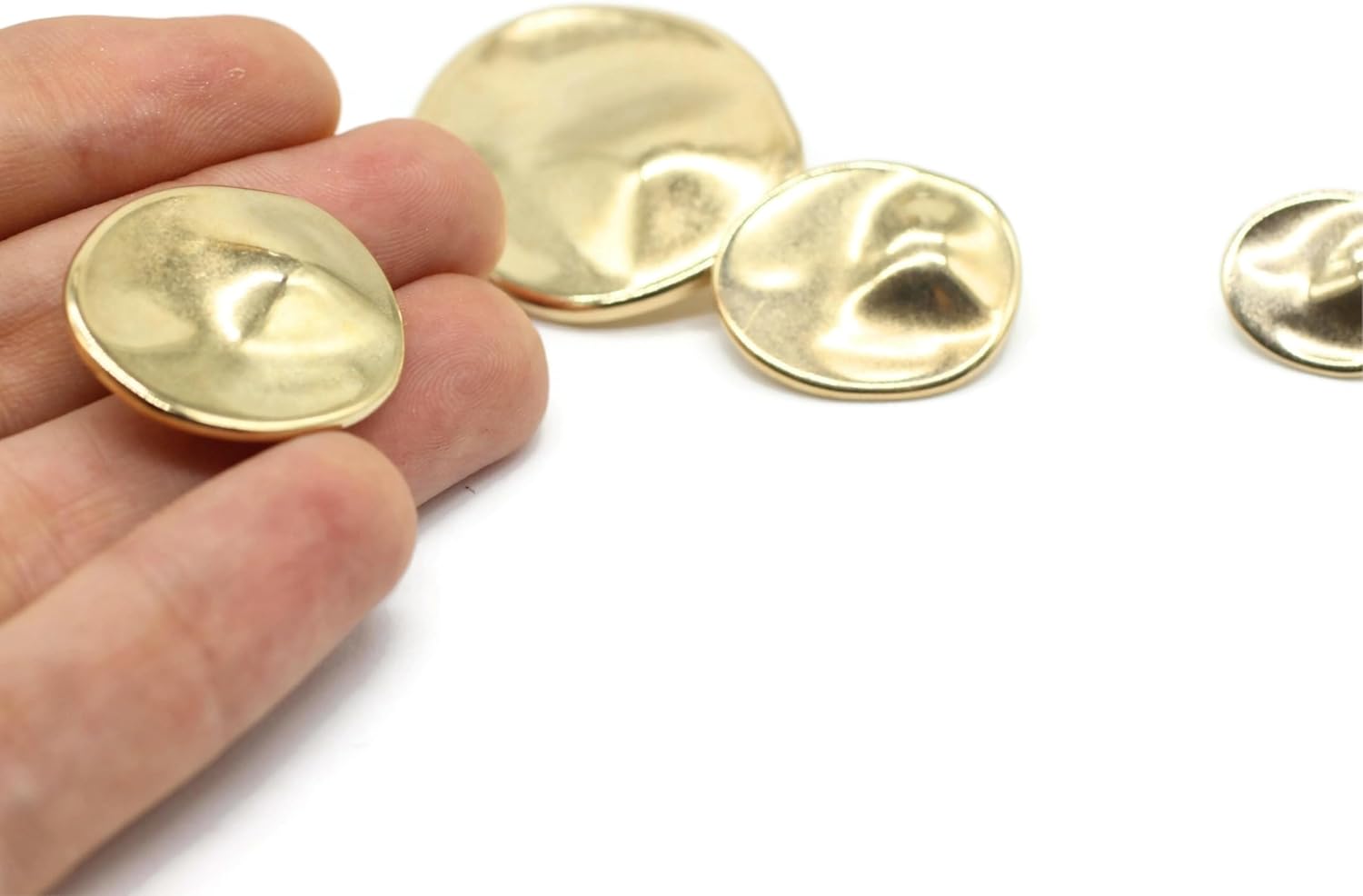 Gold Metal Shank Buttons - 12 Pcs - 4 Size Options - Luxury Wrinkle Irreguler Wave Metal Shank Buttons for Men Women Blazer Coat Uniform Shirt Suit and Jacket Sewing Craft DIY G2232