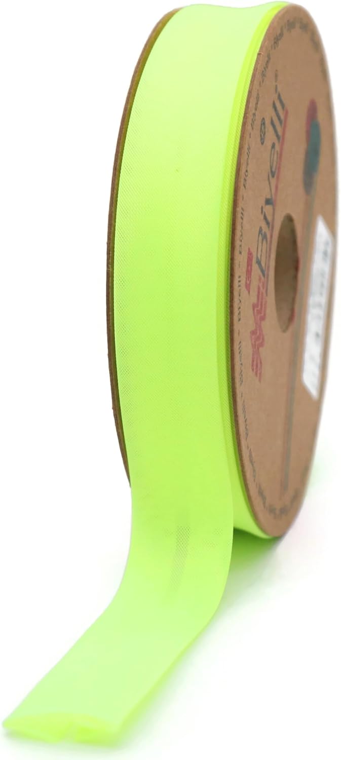 Fold Neon Bias Binding Tape - 99+ Colors - 3/4 Inches Wide - 27 Yards - Fold Neon Binding Bias Ribbon Fabric Piping Bias Binding Tape for Sewing Clothing DIY Yellow D101