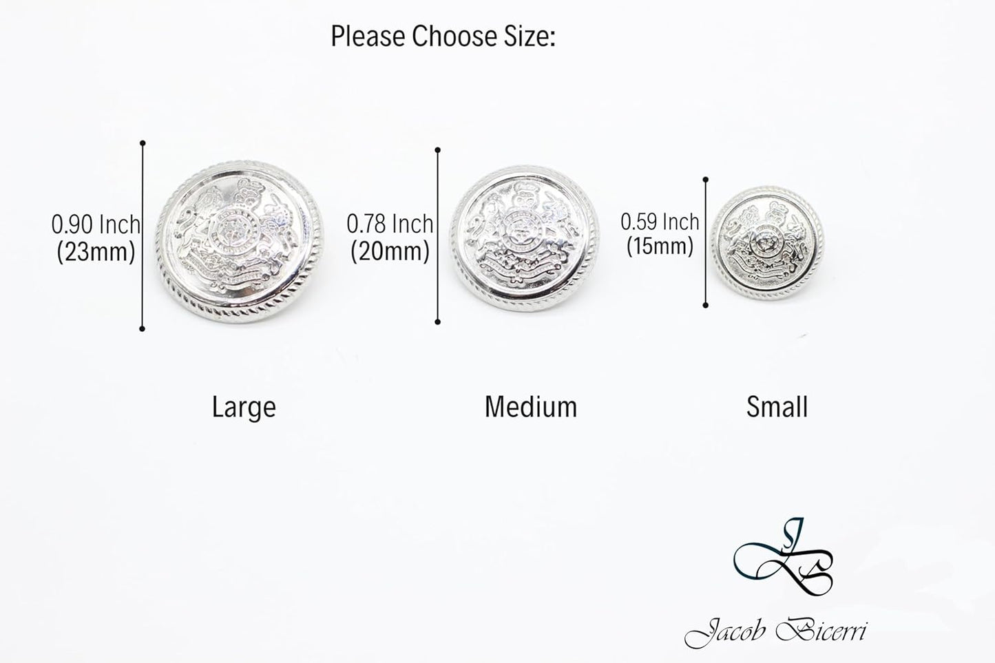 Kingdom Silver Metal Shank Buttons - 12 Pcs - 4 Size Options - Luxury Twin Lion Crown Metal Shank Buttons for Men Women Blazer Coat Uniform Shirt Suit and Jacket Sewing Craft DIY G5243…