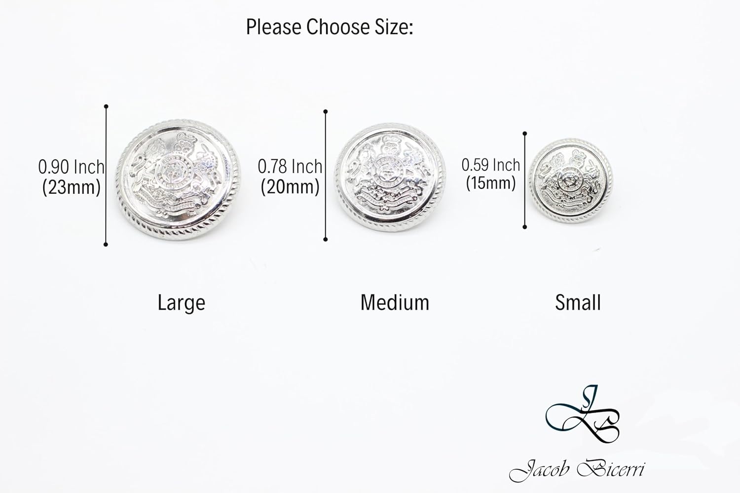 Kingdom Silver Metal Shank Buttons - 12 Pcs - 4 Size Options - Luxury Twin Lion Crown Metal Shank Buttons for Men Women Blazer Coat Uniform Shirt Suit and Jacket Sewing Craft DIY G5243…