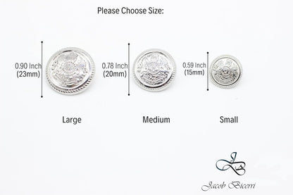 Kingdom Silver Metal Shank Buttons - 12 Pcs - 4 Size Options - Luxury Twin Lion Crown Metal Shank Buttons for Men Women Blazer Coat Uniform Shirt Suit and Jacket Sewing Craft DIY G5243…