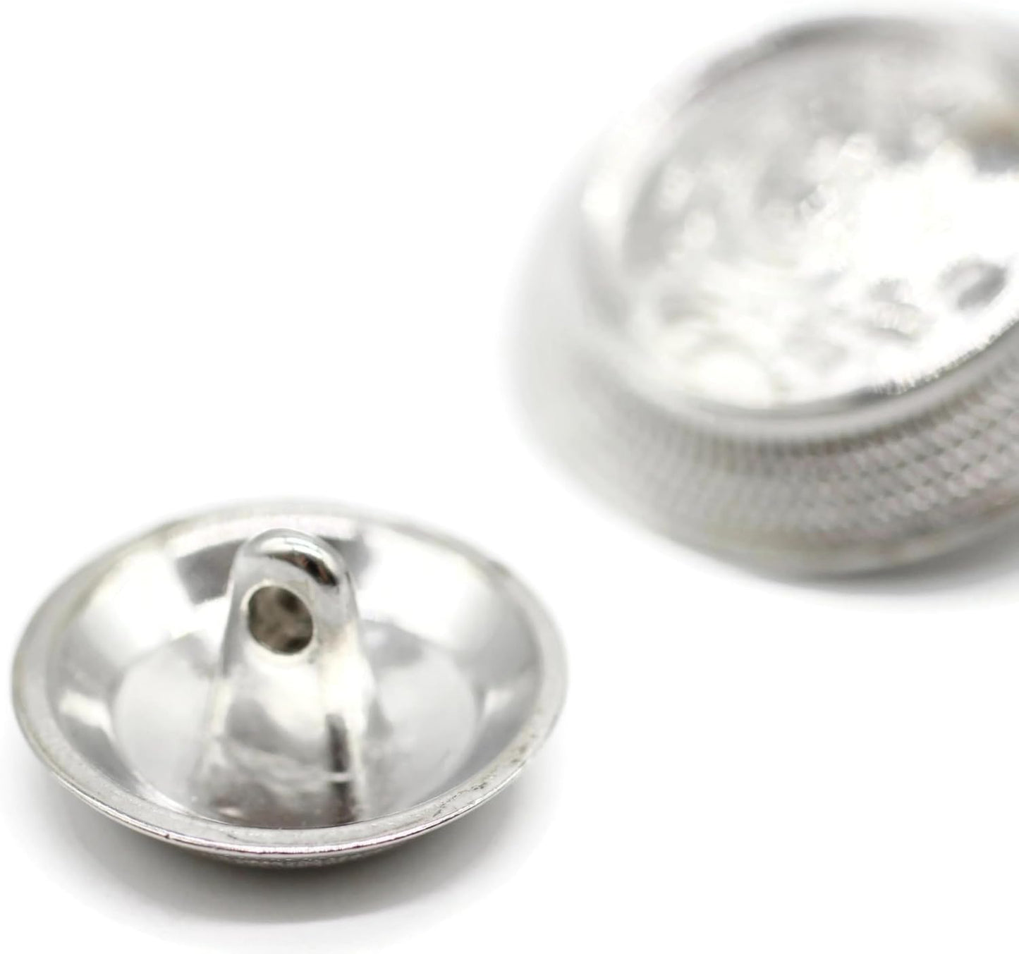 Silver Metal Shank Buttons - 12 Pcs - 4 Size Options - Crown Flat Round Metal Shank Buttons for Men Women Blazer Coat Uniform Shirt Suit and Jacket Sewing Craft DIY N8804