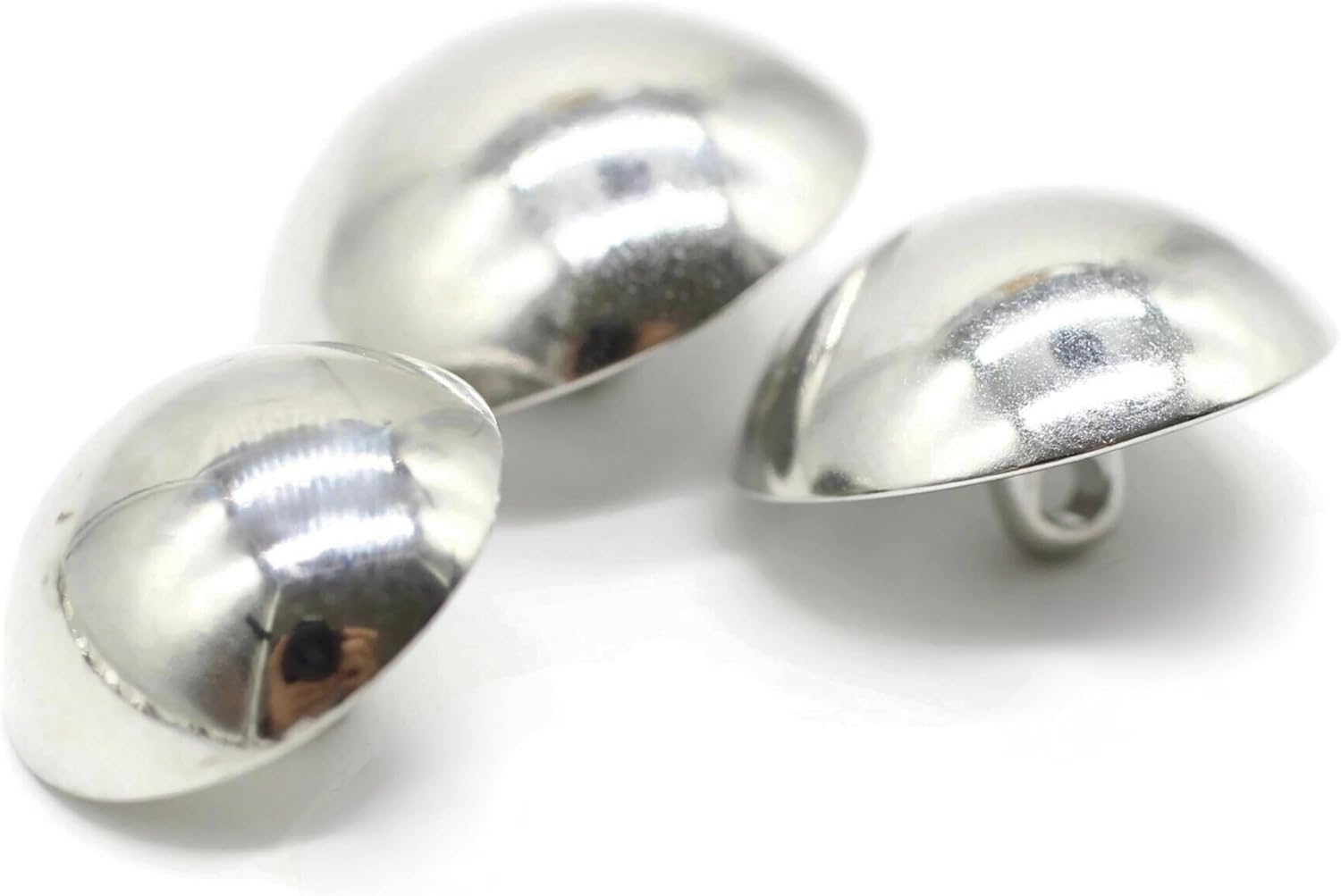 Silver Metal Shank Buttons - 12 Pcs - 3 Size Options - Curved Oval Metal Shank Buttons for Men Women Blazer Coat Uniform Shirt Suit and Jacket Sewing Craft DIY N8201