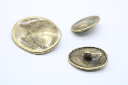 Antique Bronze Metal Shank Buttons - 12 Pcs - 4 Size Options - Luxury Wrinkle Round Wave Metal Shank Buttons for Men Women Blazer Coat Uniform Shirt Suit and Jacket Sewing Craft DIY G2273…