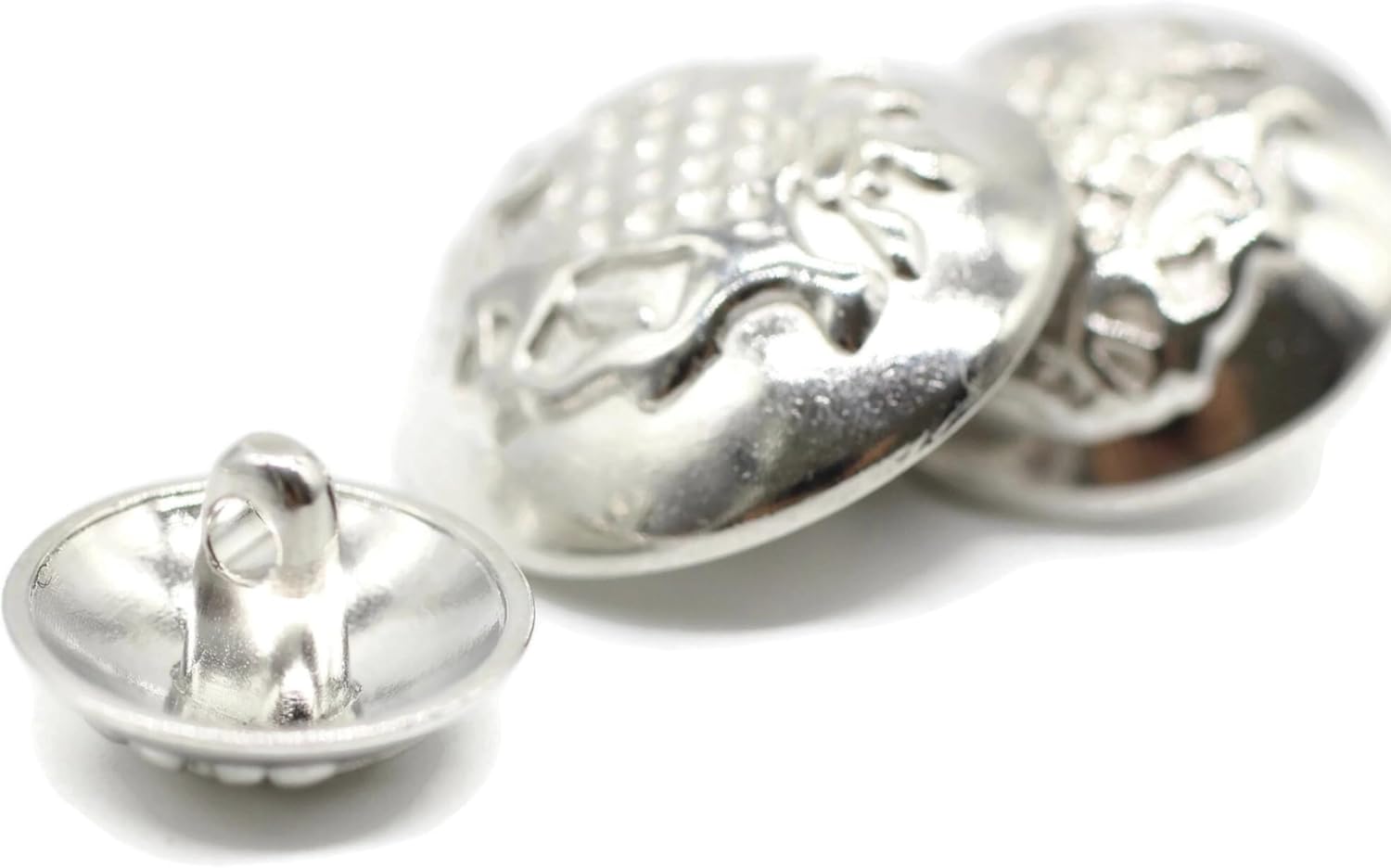 Silver Metal Shank Buttons - 12 Pcs - 3 Size Options - The Crown of Kingdom Round Metal Shank Buttons for Men Women Blazer Coat Uniform Shirt Suit and Jacket Sewing Craft DIY N8102