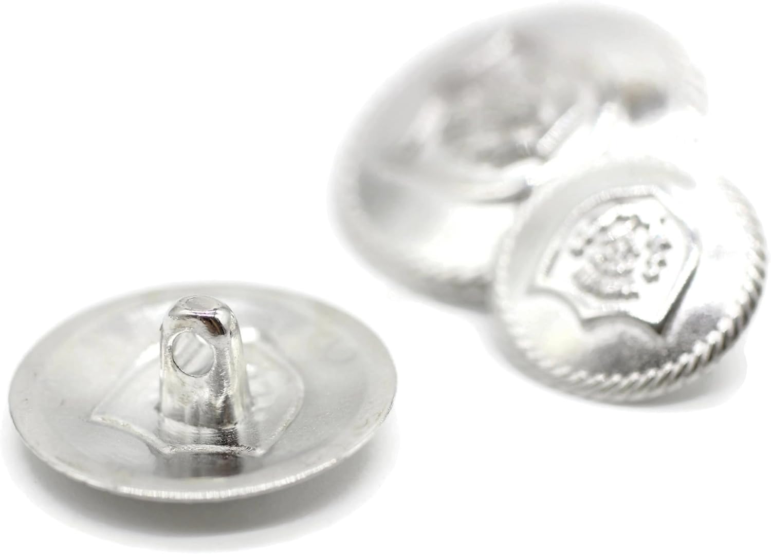 Silver Metal Shank Buttons - 12 Pcs - 3 Size Options - Floral Round Metal Shank Buttons for Men Women Blazer Coat Uniform Shirt Suit and Jacket Sewing Craft DIY N7801