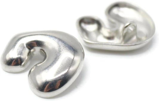 Silver Metal Shank Buttons - 12 Pcs - 4 Size Options - Twinkle Oval Irregular Metal Shank Buttons Silver for Men Women Blazer Coat Uniform Shirt Suit and Jacket Sewing Craft DIY EM0701