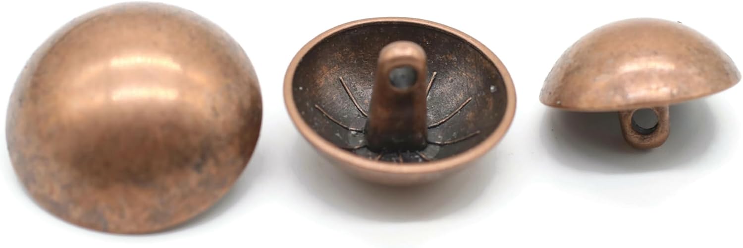 Antique Copper Metal Shank Buttons - 12 Pcs - 3 Size Options - Curved Oval Round Metal Shank Buttons for Men Women Blazer Coat Uniform Shirt Suit and Jacket Sewing Craft DIY N23103
