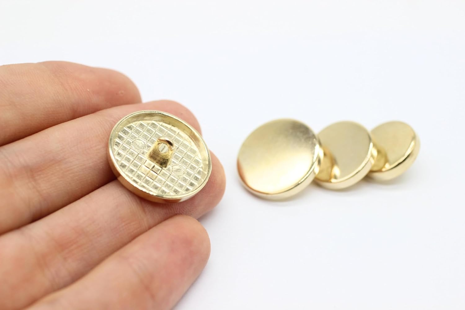 Flat Gold Metal Shank Buttons - 12 Pcs - 4 Size Options - Luxury Flat Round Wave Metal Shank Buttons for Men Women Blazer Coat Uniform Shirt Suit and Jacket Sewing Craft DIY FL4233