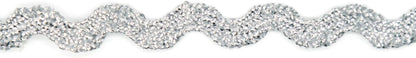 Glitter RIC Rac Trim - 1/4 Inch (6mm) - 5 Yards - Silver Wave Bending Fringe Trim Glitter Lace Ribbon RIC Rac Trim for Sewing Clothes Gift Wrapping Home Party Decoration GL0405