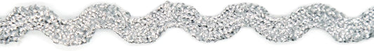 Glitter RIC Rac Trim - 1/4 Inch (6mm) - 5 Yards - Silver Wave Bending Fringe Trim Glitter Lace Ribbon RIC Rac Trim for Sewing Clothes Gift Wrapping Home Party Decoration GL0405