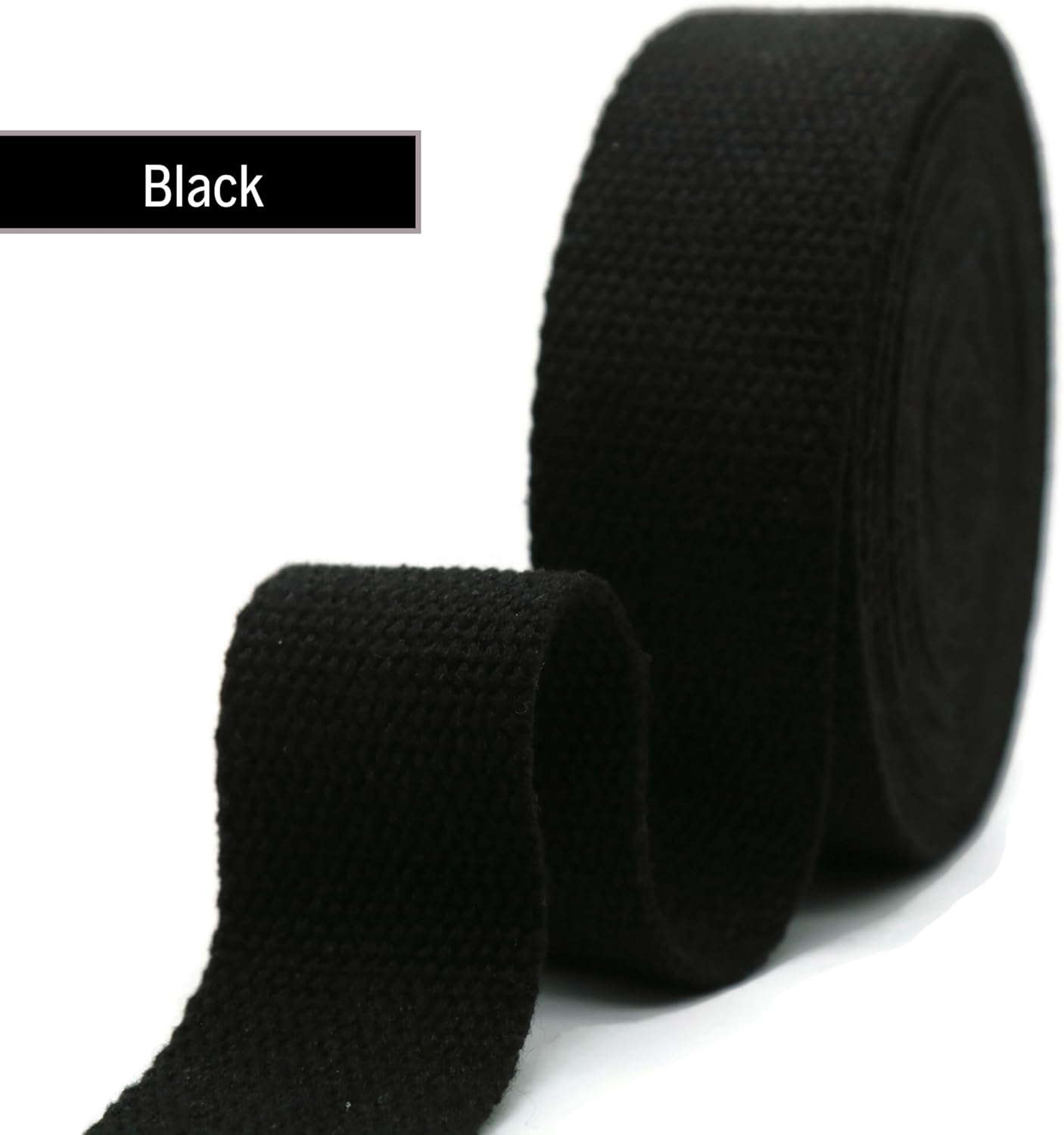 2" & 1.5'' & 1" Cotton Webbing - 5 Yards - 50+ Colors -%100 Natural Cotton - Turkish Woven - 1 Inch 1.5 Inch 2 Inch Black Canvas Webbing for Sewing Straps Bag Climbing Indoors Craft DIY 11514