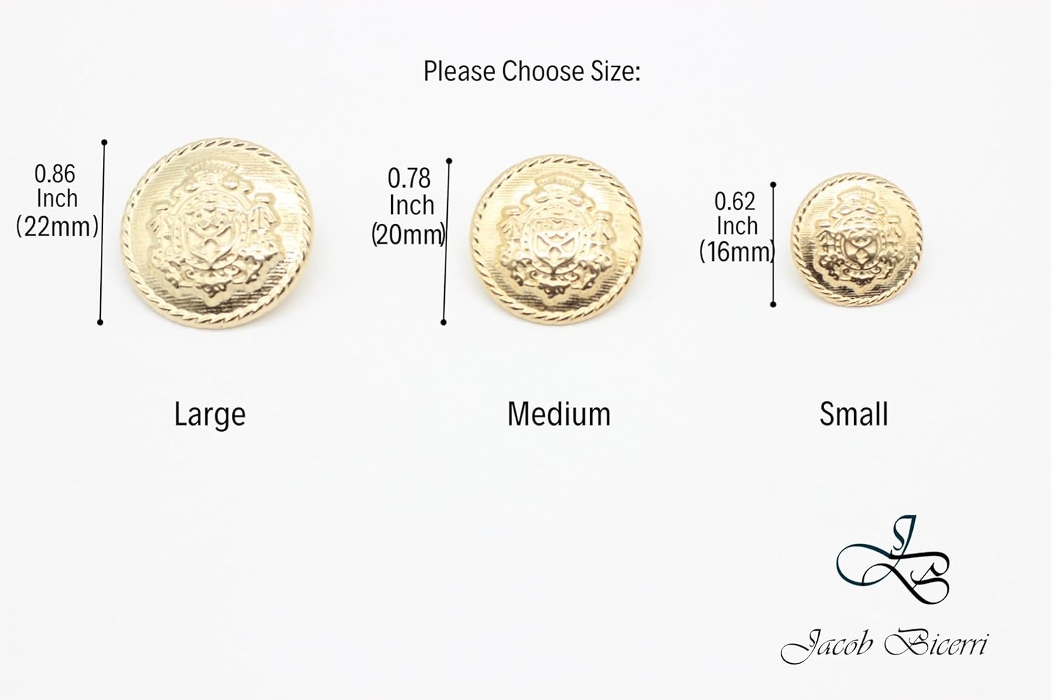 Crown Gold Metal Shank Buttons - 12 Pcs - 4 Size Options - Luxury Royal Metal Shank Buttons for Men Women Blazer Coat Uniform Shirt Suit and Jacket Sewing Craft DIY CR5232…