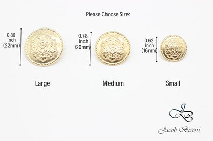 Crown Gold Metal Shank Buttons - 12 Pcs - 4 Size Options - Luxury Royal Metal Shank Buttons for Men Women Blazer Coat Uniform Shirt Suit and Jacket Sewing Craft DIY CR5232…