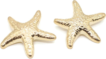 Gold Metal Shank Buttons - 6 Pcs - 3 Size Options - Double Large Metal Shank Buttons Sea Star for Men Women Blazer Coat Uniform Shirt Suit and Jacket Sewing Craft DIY N2802
