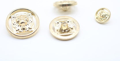 Lion Gold Metal Shank Buttons - 12 Pcs - 4 Size Options - Luxury Lion Round Wave Metal Shank Buttons for Men Women Blazer Coat Uniform Shirt Suit and Jacket Sewing Craft DIY LN4933…