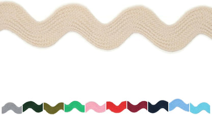 Cotton RIC Rac Trim - 3/4 Inch - 5 Yards - Wave Bending Fringe Lace Ribbon for Sewing Clothes, Gift Wrapping, Home Party Decoration CTR02145