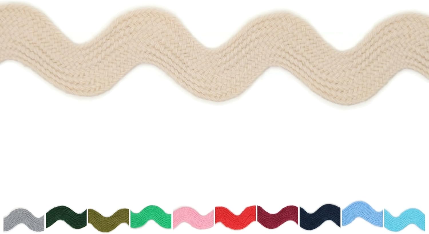 Cotton RIC Rac Trim - 3/4 Inch - 27 Yards - Wave Bending Fringe Trim Cotton Lace Ribbon RIC Rac Trim for Sewing Clothes Gift Wrapping Home Party Decoration CTR0215