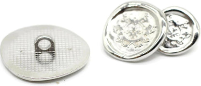 Silver Metal Shank Buttons - 12 Pcs - 3 Size Options - Antique Kingdom Round Metal Shank Buttons for Men Women Blazer Coat Uniform Shirt Suit and Jacket Sewing Craft DIY N2301