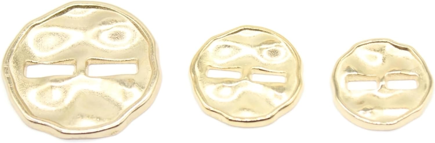 Gold Metal Buttons - 12 Pcs - 3 Size Options - Luxury Wrinkle Round Metal Hole Buttons for Men Women Blazer Coat Uniform Shirt Suit and Jacket Sewing Craft DIY N3802