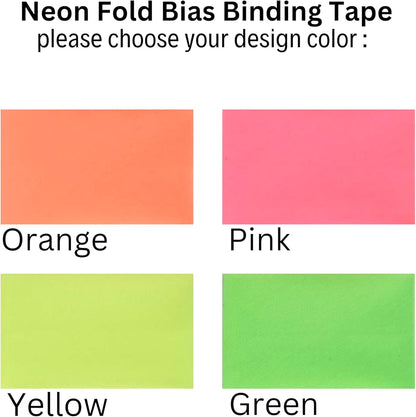 Fold Neon Bias Binding Tape - 99+ Colors - 3/4 Inches Wide - 27 Yards - Fold Neon Binding Bias Ribbon Fabric Piping Bias Binding Tape for Sewing Clothing DIY Yellow D101