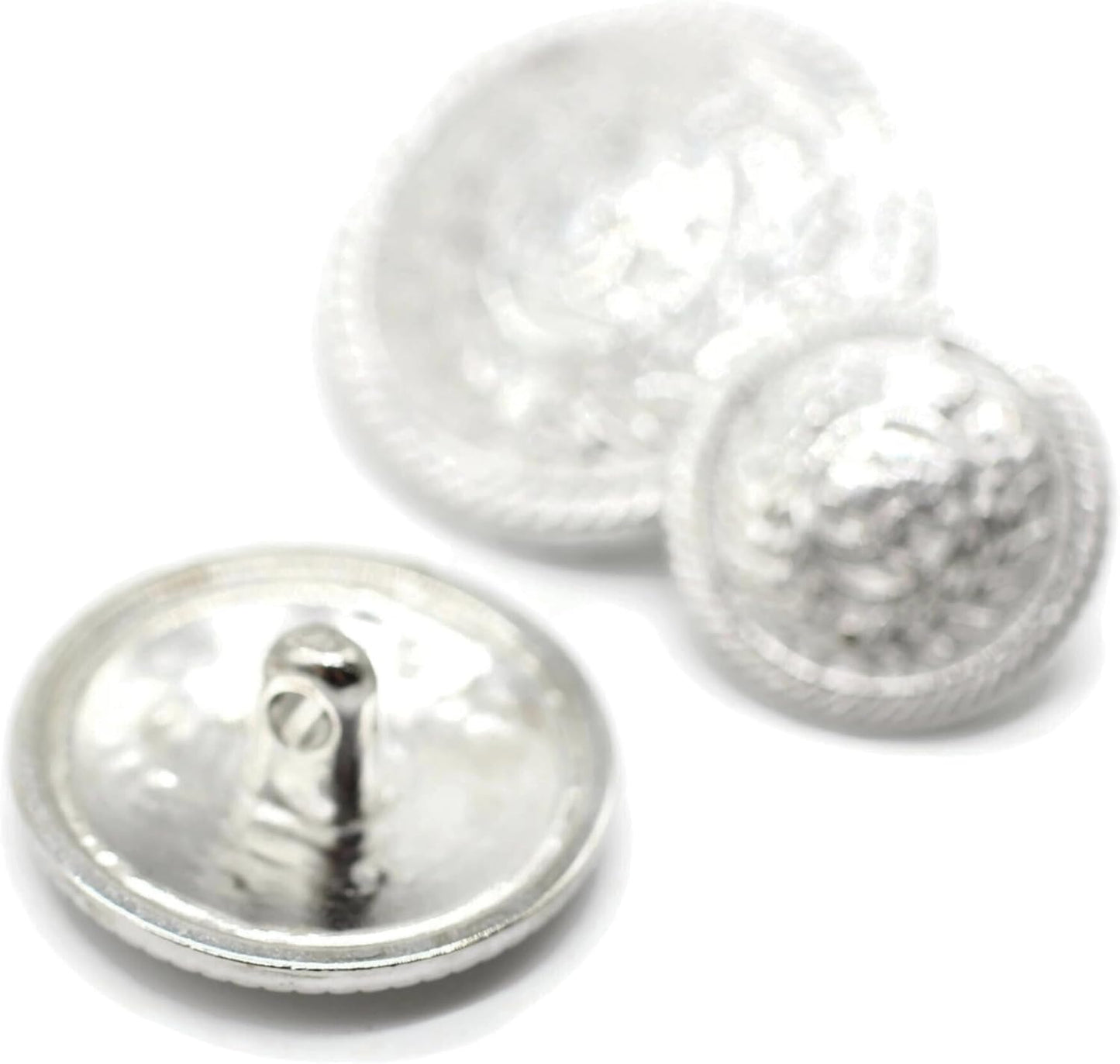 Silver Metal Shank Buttons - 12 Pcs - 3 Size Options - Floral Crown Kingdom Round Metal Shank Buttons for Men Women Blazer Coat Uniform Shirt Suit and Jacket Sewing Craft DIY N6101