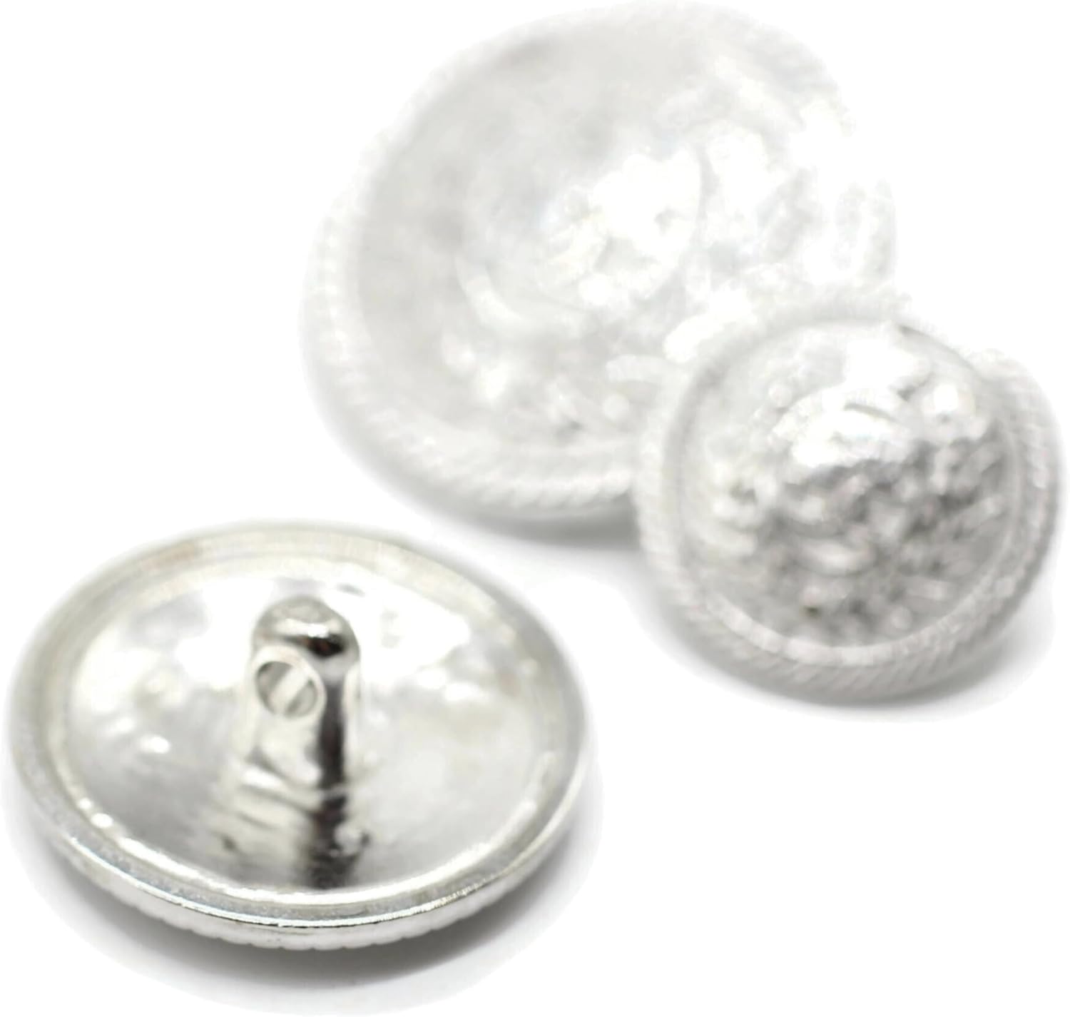 Silver Metal Shank Buttons - 12 Pcs - 3 Size Options - Floral Crown Kingdom Round Metal Shank Buttons for Men Women Blazer Coat Uniform Shirt Suit and Jacket Sewing Craft DIY N6101